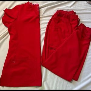 Heart and Soul red Jogger scrub set